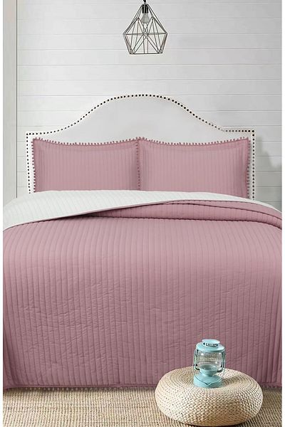 Bikaya Home Σετ Κάλυμμα Κρεβατιού Διπλό 3 τεμαχίων με Pompom -260x240 cm
