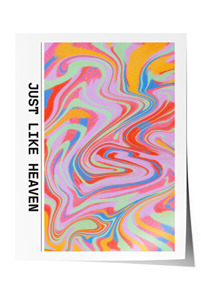 Zestia Poster fără ramă, text „Just Like Heaven”, poster cu model de valuri c...