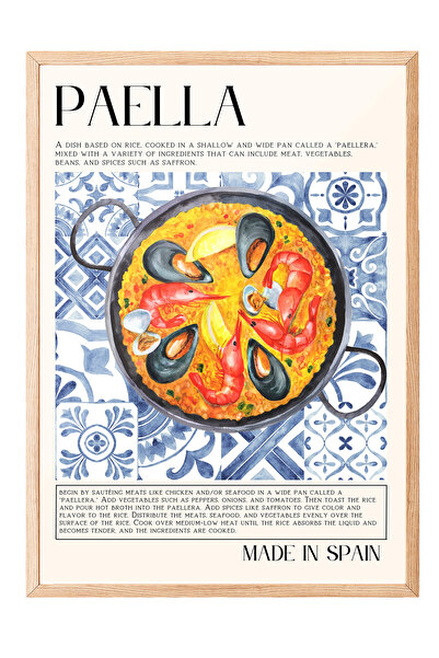 Zestia Tablou cu ramă din lemn, farfurie pentru paella, decor pentru bucătări...