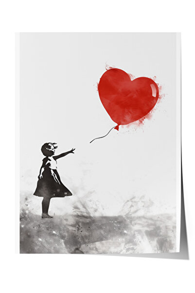 Zestia Αφίσα χωρίς πλαίσιο, Κορίτσι με κόκκινο μπαλόνι, Αφίσα σε στυλ Banksy ...