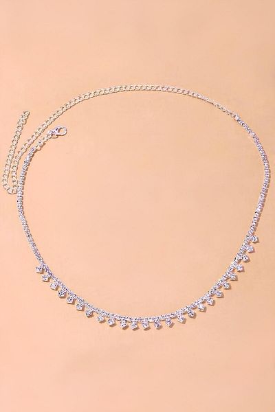 PREGIO Silver Tone Rhinestone Necklace with Zircon Stone