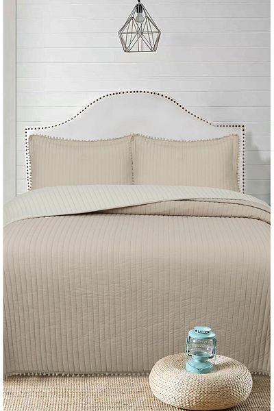 Bikaya Home Σετ Κάλυμμα Κρεβατιού Διπλό 3 τεμαχίων με Pompom -260x240 cm
