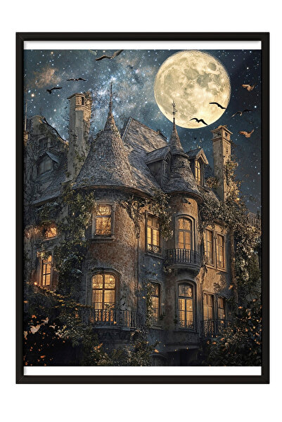 Zestia Πίνακας με μαύρο πλαίσιο, Σατόρος και Σελήνη, Νυχτερινό τοπίο, Αφίσα σ...