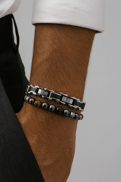 Naviforce Originaldouble-Sided Use Stainless Colorfast Steel Men's Bracelet