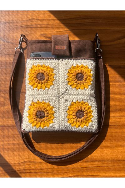 AKSESUARSEPETİ Women's 2-Piece Handmade, Adjustable Strap Pocket, Lined, Book/Tablet Bag and Phone Bag