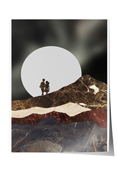 Zestia Αφίσα χωρίς πλαίσιο, Σιλουέτα ζευγαριού, Φόντο με μεγάλο φεγγάρι, Αφίσ...