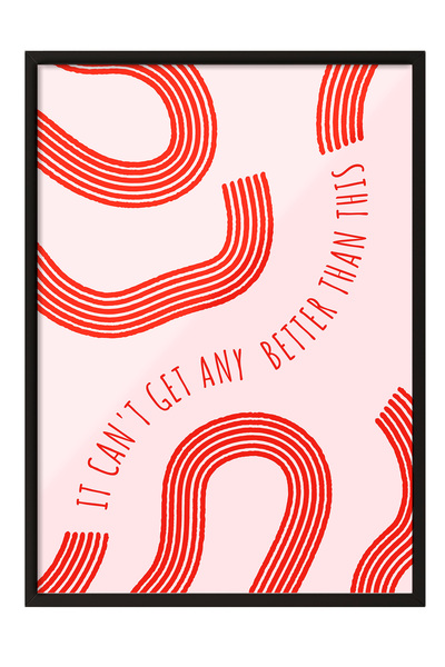 Zestia Tablou în ramă neagră, model abstract roșu, poster tipografic cu desen...