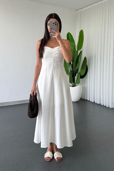 ECEMİ Lavin White Strap Dress