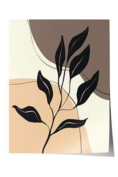 Zestia Poster fără ramă, Frunze negre, Poster cu desen minimalist cu linii nr...