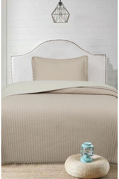 Bikaya Home Single 2 Piece Bedspread Set with Pompom - 180X240 cm