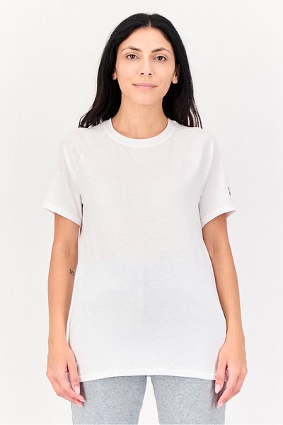 Under Armour Women Loose Fit Short Sleeves Solid Outdoor T-Shirt, White