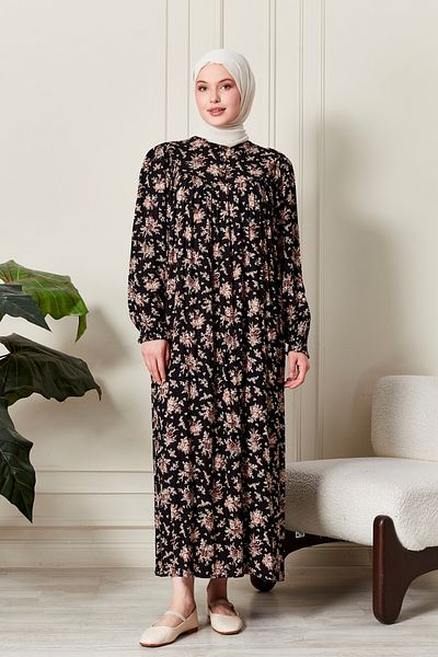 fistan Φόρεμα με λουλουδάτο στρογγυλό ρόμπα Mother Hijab