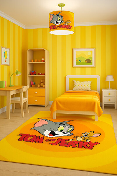 new colourse TonAndJerry Çocuk oda dijital dekoratif dokuma tabanlı halı.