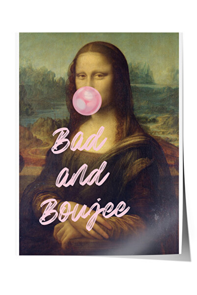 Zestia Poster fără ramă, Mona Lisa, tipografie cu tematică de gumă și stiluri...