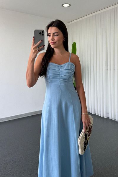 ECEMİ Lavin Blue Strap Dress