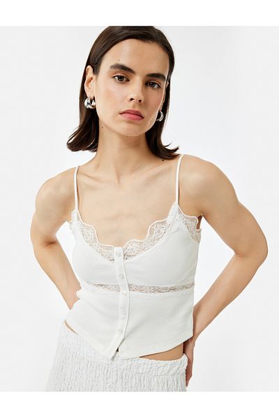 Koton Cotton Slim Fit Ruched Thin Strap Blouse