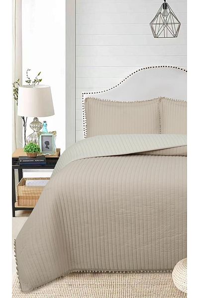 Bikaya Home Σετ Κάλυμμα Κρεβατιού Διπλό 3 τεμαχίων με Pompom -260x240 cm