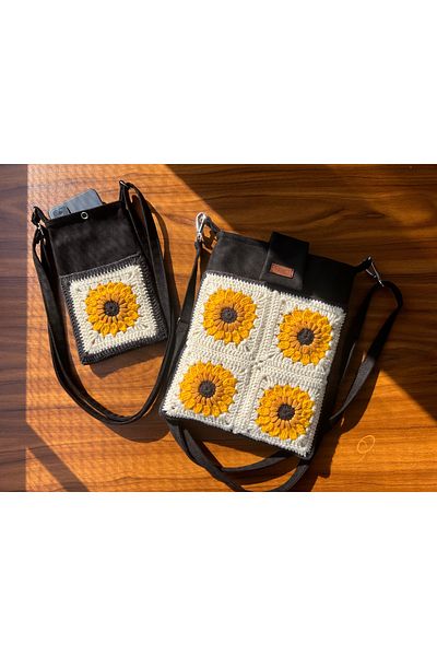 AKSESUARSEPETİ Women's 2-Piece Handmade, Adjustable Strap Pocket, Lined, Book/Tablet Bag and Phone Bag