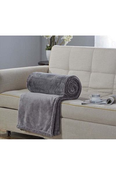 Generic Double-Sided Ultra-Soft Flannel Blanket Polyester Silver Gray