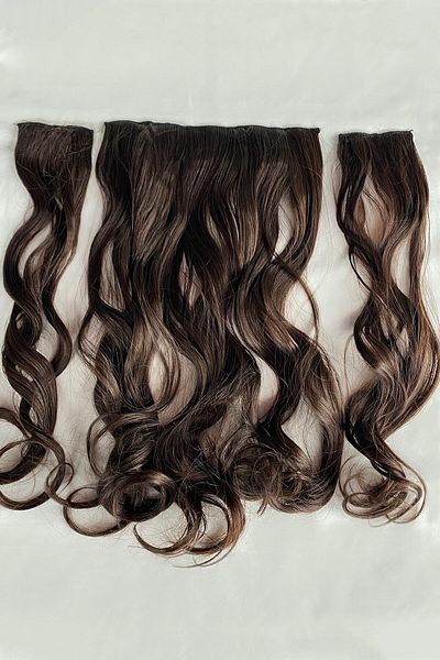 misotrend Heat Resistant Half Moon Hair Snap / Wavy / Dark Chestnut / 60cm / 110Gr (4 # )
