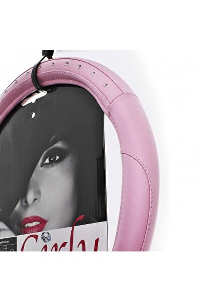 CARPLUS CLEANİNG Ροζ δερμάτινο κάλυμμα τιμονιού με απομίμηση διαμαντιών 37-39cm