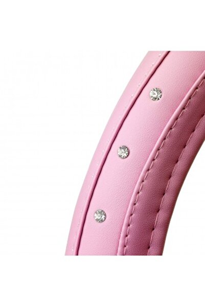 CARPLUS CLEANİNG Ροζ δερμάτινο κάλυμμα τιμονιού με απομίμηση διαμαντιών 37-39cm