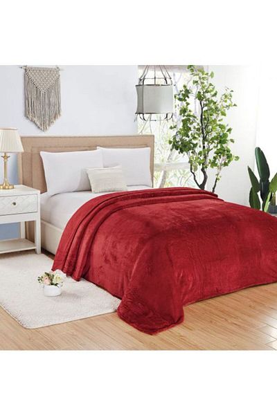 Moon Soft King Size Bed Blanket Flannel Red 200 x 220 cm