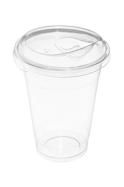 KARADENİZ PLASTİK 400 Cc Transparent Plastic Cup – Clip Lid, Leak Proof – Cold Drink Cup - 50 Pcs