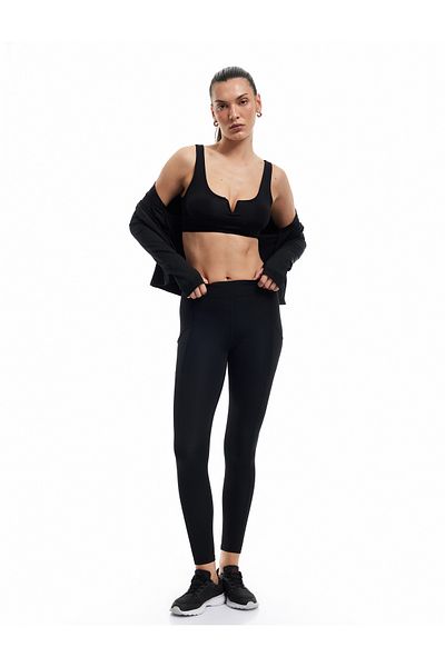 Koton Leggings sport skinny cu talie înaltă, cu detaliu de buzunar, sezon nou