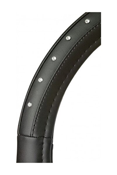 CARPLUS CLEANİNG Μαύρο δερμάτινο κάλυμμα τιμονιού με απομίμηση διαμαντιών 37-39cm