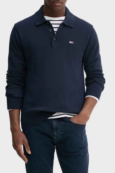 Tommy Jeans % 100 Pamuk Regular Fit Düğmeli Polo Yaka Kazak Erkek POLO YAKA K...