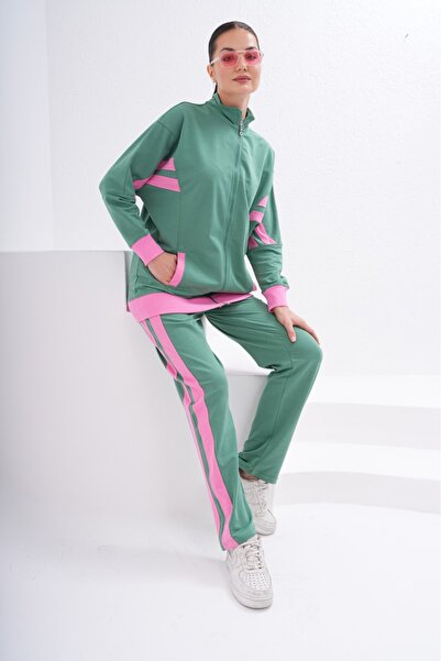 Marvella By Rasha طقم رياضي بسحاب ثنائي اللون