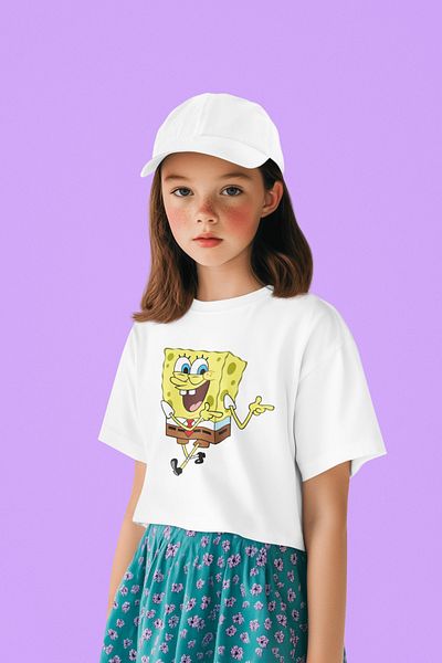 SEVBANO Spongebob Printed Unisex Cartoon Children's T-Shirt (1-12 Years)