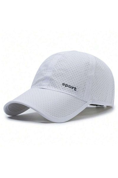 OEM Unisex perforated sports cap, baseball style, adjustable, breathable summer model, White