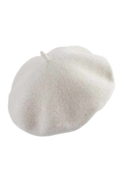 OEM Beret, Knitted wool beret cap - retro French style hat, unisex, -White