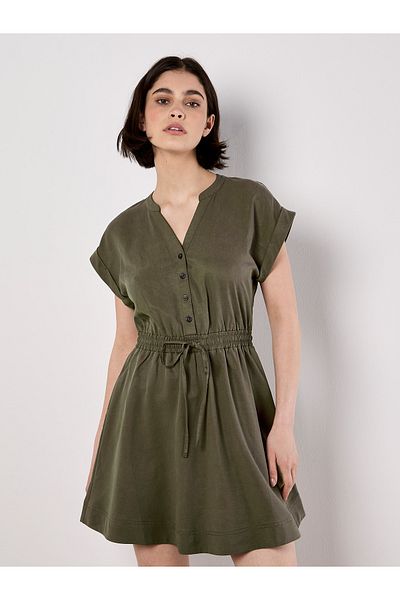 Apricot Knopfleiste Skater-Minikleid