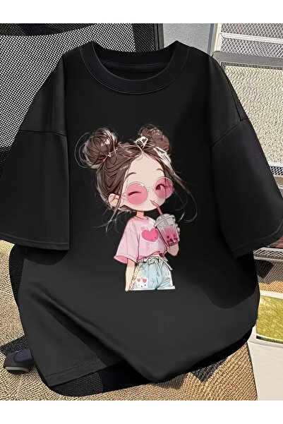 SVART WEAR Κομψό και χαριτωμένο μπλουζάκι για κορίτσια με στάμπα, 100% βαμβακ...