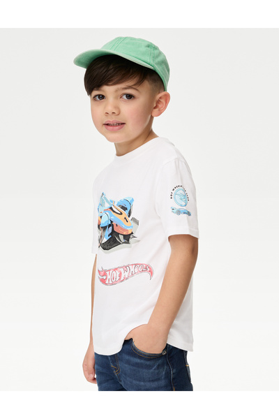 Marks & Spencer Saf Pamuklu Hot Wheels™ Tişört (2–8 Yaş)