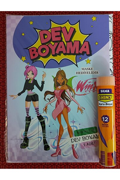 ada çanta kırtasiye Winx figürlü Dev boyama kitabı (90cmx64cm) ve 12 li tüp k...