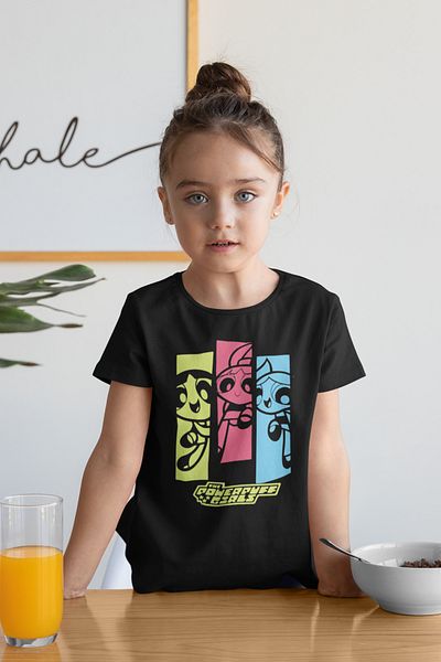 SEVBANO Tricou pentru copii cu desene animate unisex cu imprimeu Power Puff Girls (1-12 ANI)