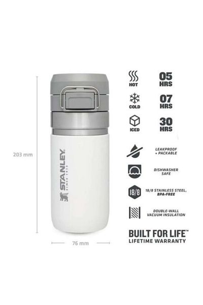 Stanley Go Quick Flip Water Bottle 0.47L Thermos Mug Cup Flask White