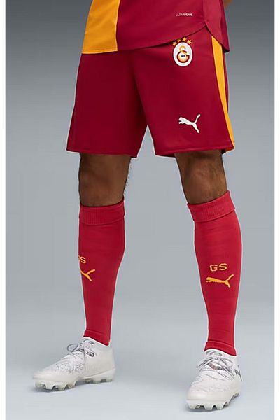 Galatasaray Σ.κ. Σορτς 25/26 Σορτς εντός έδρας με κομμάτια Ανδρικό σορτς ποδοσφαίρου ΚΟΚΚΙΝΟ