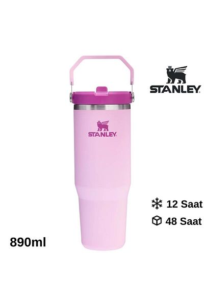 Stanley The Iceflow Flip Straw Thermos Cup with Straw 0.89 Lt Flask Pink