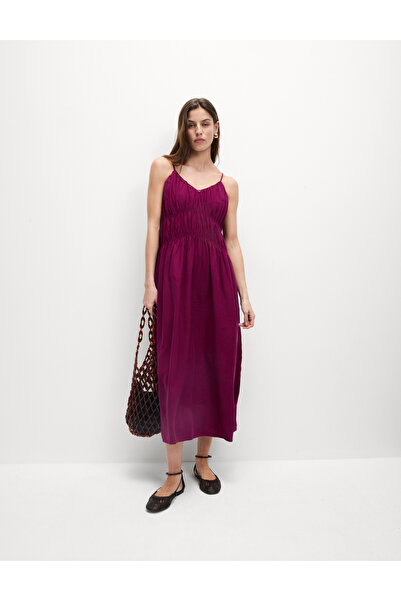 Marks & Spencer Keten Karışımlı Askılı Midaxi Elbise