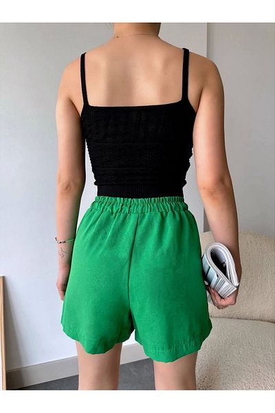 Işıltı kidss Linen Shorts with Coat of Arms Green S251003
