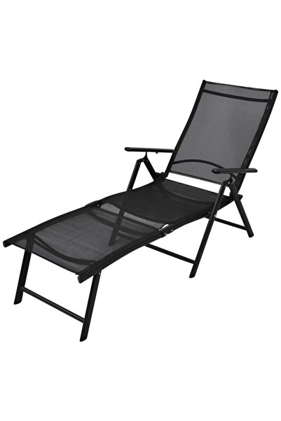 vidaxl Folding Sun Lounger Aluminium Black