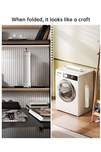 Yelajoy Foldable Tripod Drying Rack, 16 Poles, 4 Height Levels, For Travelling Indoor Outdoor (Ivory White)