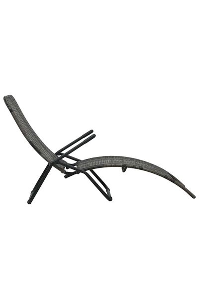 vidaxl Folding Sun Lounger Poly Rattan Grey