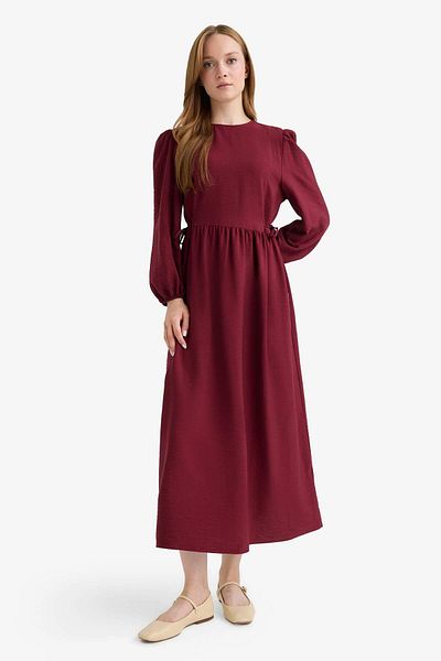 DeFacto Regular Fit Crew Neck Aerobin Long Sleeve Maxi Dress E5261Ax25Au