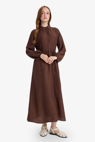 DeFacto Relax Fit Judge Collar Long Sleeve Dress F5068Ax25Au